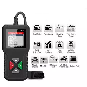 YA101 OBDII/EOBD считыватель автомобильных кодов OBD2 диагностический инструмент YA-101 обновление бесплатно онлайн PK KW590 ELM327 V1.5 диагностический сканер
