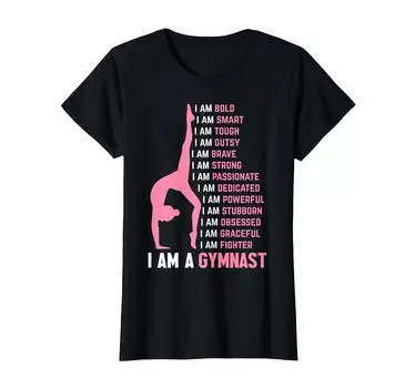 Я гимнастка Смешная гимнастика Балансировка на бревне Колесо. Футболка чёрный