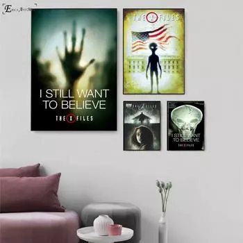 Я хочу верить, X-файл, винтажные постеры, принты, картина Оли на холсте, настенные художественные фрески, картины для украшения гостиной 21cm30cm NoFrame
