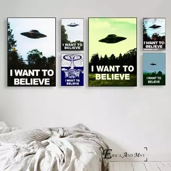 Я хочу верить X File TV Play Печать на холсте Современная живопись Плакаты Настенные художественные картины для украшения гостиной без рамки 21cm30cm NoFrame