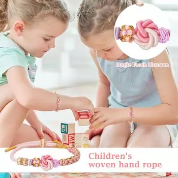 Я из тебя для моей внучки. Браслет «Персиковый узел» — регулируемый плетеный браслет, сделанный бабушкой для внучки. One Size