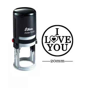 Я ЛЮБЛЮ ТЕБЯ Круглые самообувные подарочные марки о любви 20 мм Миниатюрная блестящая резина Impression Area: 20 mm чёрный