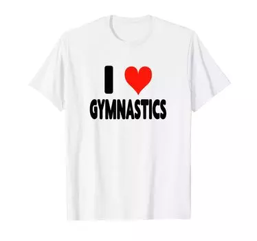 Я люблю гимнастику, свод сердца, брусья, бревно - футболка белый