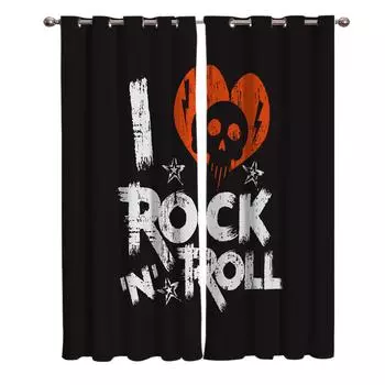 Я люблю рок-н-ролл, любит ретро-вечеринку, художественные оконные шторы, шторы для гостиной, декоративные предметы для гостиной 135W x 60H(cm)