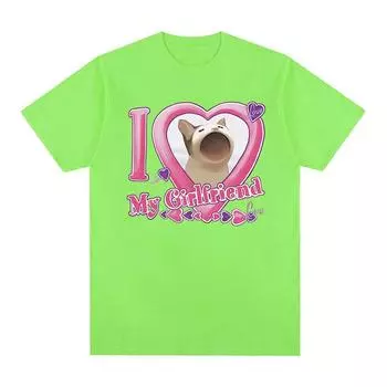 Я люблю своего парня, кота, забавные футболки с мемами, мужские и женские повседневные модные футболки с короткими рукавами, милые топы, футболка большого размера из 100% хлопка