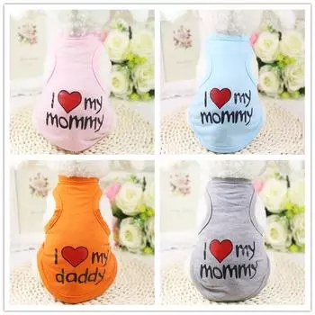 Я люблю свою маму Одежда для домашних животных Жилет для щенков Милое пальто для собак Пижама Толстовка Одежда для домашних животных Мультфильм L