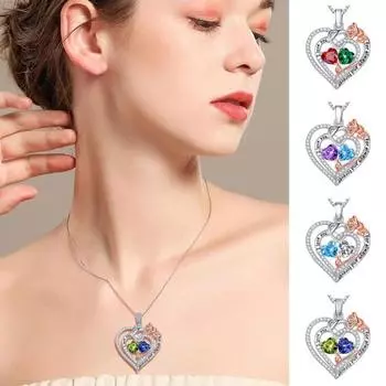 Я люблю тебя навсегда Сердце Ожерелье для женщин Кубический цирконий Сердце Золотое красный/фиолетовый
