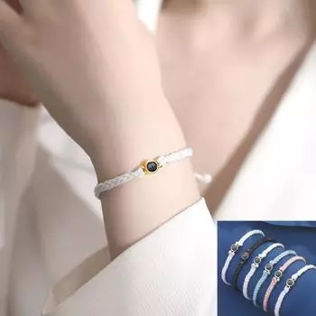 Я люблю тебя, проекционный плетеный браслет из веревки, круглый браслет для пары на 100 языках белый