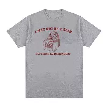 Я не могу быть звездой, но я горю енотом, забавные футболки с мемами, мужская и женская модная повседневная хлопковая футболка большого размера, одежда S чёрный