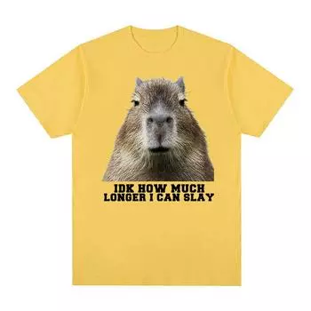 Я не знаю, как долго я могу убить капибару, забавные футболки с мемами, мужские модные ретро-футболки высокого качества, большие хлопковые футболки, топы унисекс S чёрный