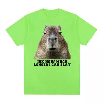 Я не знаю, как долго я могу убить капибару, забавные футболки с мемами, мужские модные ретро-футболки высокого качества, большие хлопковые футболки, топы унисекс S чёрный