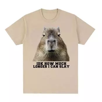 Я не знаю, как долго я могу убить капибару, забавные футболки с мемами, мужские модные ретро-футболки высокого качества, большие хлопковые футболки, топы унисекс S чёрный