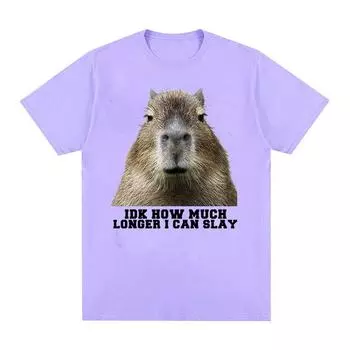 Я не знаю, как долго я могу убить капибару, забавные футболки с мемами, мужские модные ретро-футболки высокого качества, большие хлопковые футболки, топы унисекс S чёрный