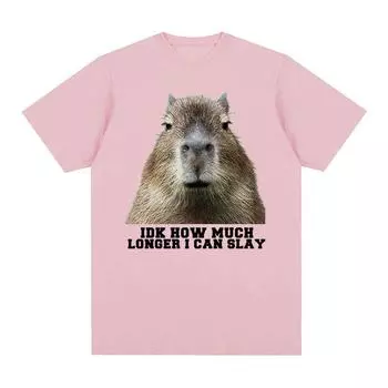 Я не знаю, как долго я могу убить капибару, забавные футболки с мемами, мужские модные ретро-футболки высокого качества, большие хлопковые футболки, топы унисекс S чёрный