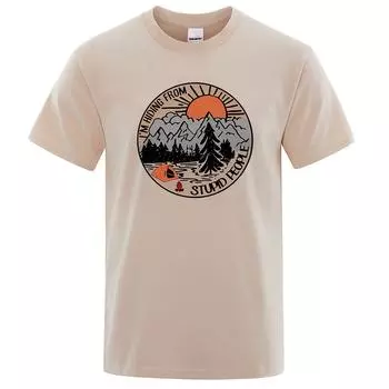 Я прячусь от глупых людей Футболки с изображением кемпинговых пейзажей Мужские и женские дышащие футболки Одежда больших размеров M