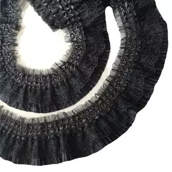 Я так счастлива кружевная лента черная белая широкая ручная работа шифон оборки тюль гоночная лента (черный 2 ярда)