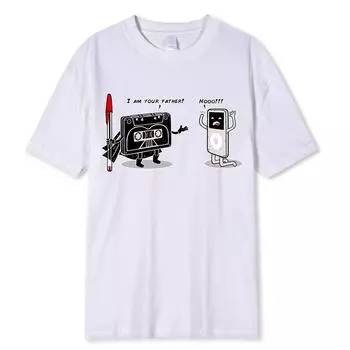 Я твой отец забавная винтажная футболка с принтом для мужчин и женщин, высококачественная хлопковая футболка 80-х 90-х годов с магнитной лентой и ручкой для MP3 S красный