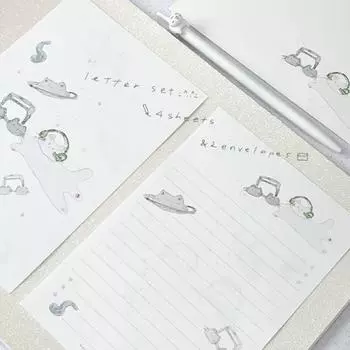 «Я живу с шестью кошками» Набор канцелярских принадлежностей «Страна грез кошки» — популярная фраза в Корее. Cat s Dreamland Stationery Set