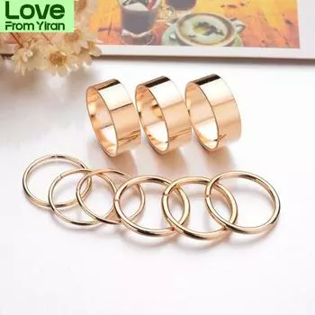 Yada Simple Cross Punk Smooth Rings Set For Women Rings Stainless Steel Female Charm Metal Jewelry Gift Ring Rg200061