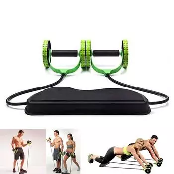 Ядро с двойными колесами, ролик для пресса, тянущая веревка, тренажер для похудения живота, талии, домашнее оборудование для упражнений