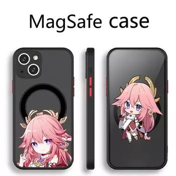 Yae Miko Genshin Impact, милый чехол для телефона, прозрачный магнитный магнит Magsafe для iPhone 13 12 11 Pro Max Mini с беспроводной зарядкой iphone 13 pro max