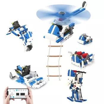 Yahboom STEM Программирование робота Microbit V 2 Motor для детей Возраст Датчик цвета и инфракрасный датчик Графическое программирование для гироскопа Пульт дистанционного управления и приложение