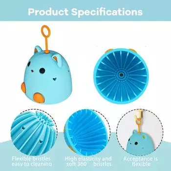 Яйцемоечная машина в форме мультяшного кота, подвесное кольцо, силиконовая щетка, высокая эластичность, маленькая темно-серого