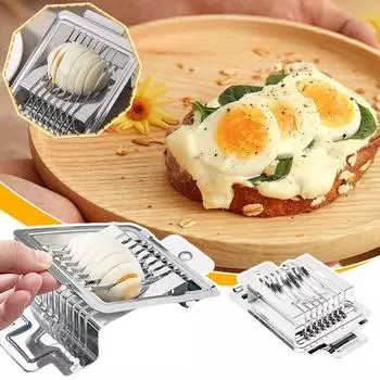 Яйцерезка стальная вареная яйцерезка многофункциональная кухонная резательная машина для фруктов кухонный гаджет D1Y9 Silvery-1pcs