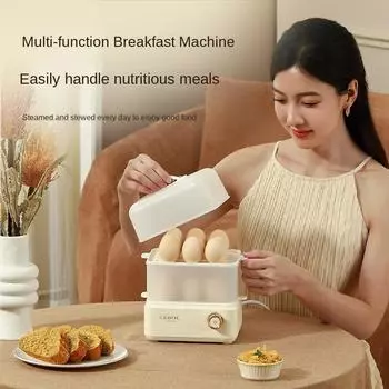 Яйцеварка Многофункциональная Двойная электрическая яйцеварка Пароварка Кукуруза Молоко Паровая Быстрая Яйцеварка Слои Завтрак Приготовление Приборы Кухня EU белый