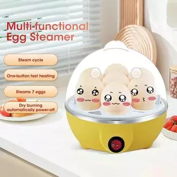 Яйцеварка с автоматическим отключением питания Home 7 Eggs Multi-Functional Steamed Egg Custard Boiled Egg Machine Breakfast Artifact EU белый