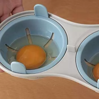 Яйцеварка с крышкой для микроволновой печи Яйцеварка с крышкой Пластиковая яйцеварка Картонная яйцеварка Лоток для яйцеварки Двойная яйцеварка 1pc бежевый