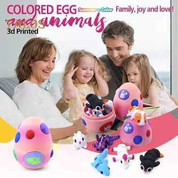 Яйцо дракона с мини-животными, 3D-печатные шарнирные фигурки животных внутри яйца, карманная игрушка для питомца, игрушка для детей, подарок, пасхальная корзина, наполнители чёрный