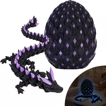 Яйцо дракона Таинственное яйцо дракона Светящаяся игрушка-артикулирующее животное Кристалл 3D-печатное яйцо динозавра Подходит для детей мальчиков девочек Домашнее украшение One Size