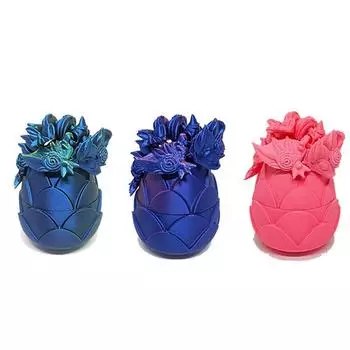 Яйцо дракона в форме розы, 3D-печатная фигурка, яйцо дракона, шарнирная статуэтка дракона, дракон One Size темно-синий