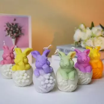 Яйцо Кролик Свеча Молде Пасхальный Кролик Гипсовая Смола DIY Инструмент Рельеф Цветок Силиконовая Форма Для Изготовления Свечей Форма Ароматическая Свеча Домашний Декор Подарки B