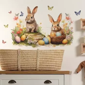 Яйцо мультфильм кролик бабочка детская спальня гостиная украшение дома настенная наклейка 40*60CM/fun-e17