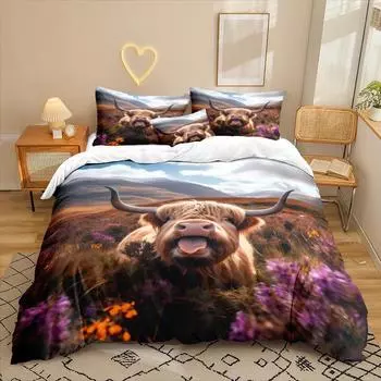 Yak Series 3D Digital Printing Three-Piece Bedding Kit Bed Sheet Quilt Cover 90 * 200 two-piece set