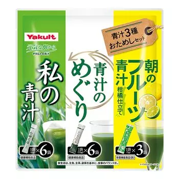 Yakult Health Foods 3 типа зеленого сока Trial 15 Deficiency Set, пакетики, для начинающих/домашних/ячменная трава/галактоолигосахарид/сицилийский