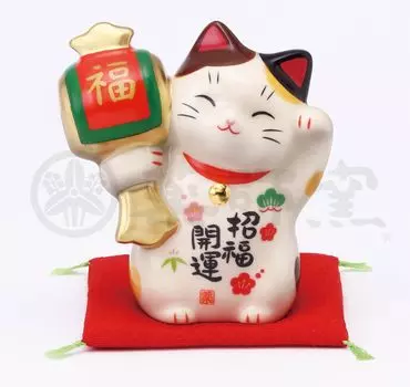 Yakushi Kiln Good Luck Lucky Cat Hammer Holder Lucky Charm Украшение для интерьера [7865]