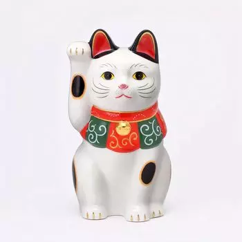 Yakushi Kiln Lucky Cat Arabesque удачи (Средняя) (с наклейкой)