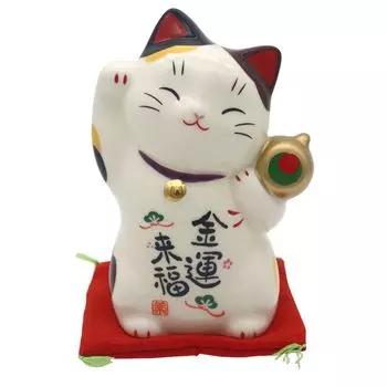 Yakushi Kiln Lucky Cat Общая длина Картина Aya Денежная удача Raifuku Печать удачи (большой) 11.5cm (Хорошо включено)