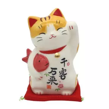 Якуши Килн Lucky Cat Счастливый кот с удачей (большой) (Приходит наклейка)