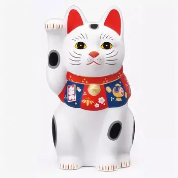 Yakushi Kiln Lucky Cat Удачи (Белый/Большой) (с наклейкой) белый