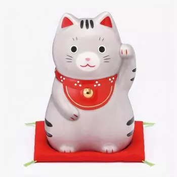 Yakushi Kiln Lucky Cat удачи (Скумбрия/Крупная) (с наклейкой)