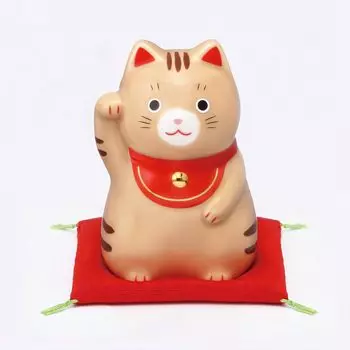 Yakushi Kiln Lucky Cat Удачи Удачи (Коричневый/средний) (с печатью)