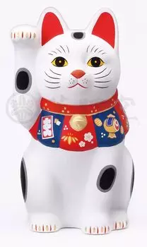 Yakushi Kiln Lucky Lucky Cat Lucky Charm Украшение для интерьера Белый/Большой [7868] белый