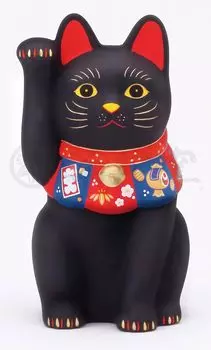 Yakushi Kiln Lucky Lucky Cat Lucky Украшение для интерьера Черный/Большой [7870]