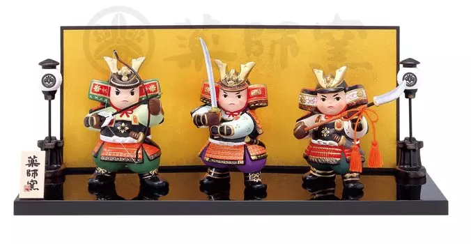 Yakushi Kiln May Doll Boy s Festival Colored Color Set of Three Samurai