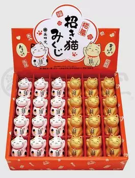 Yakushi Kiln Nishikisa Maneki Neko Omikuji из 12 предметов белого и золотого цветов (набор 24)