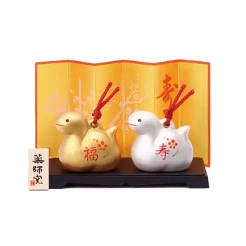 Yakushi Kiln Saiyo Shofuku Suzumi золото и серебро глиняный 69 (Фукудзю, колокол) белый